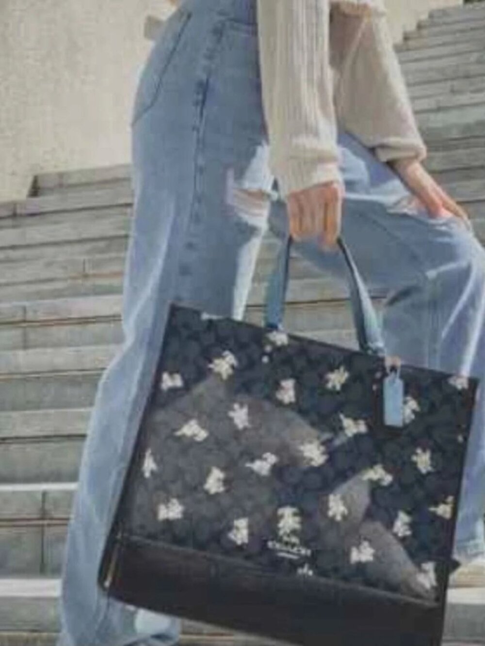 Coach Navy and Black dog Logo Tote